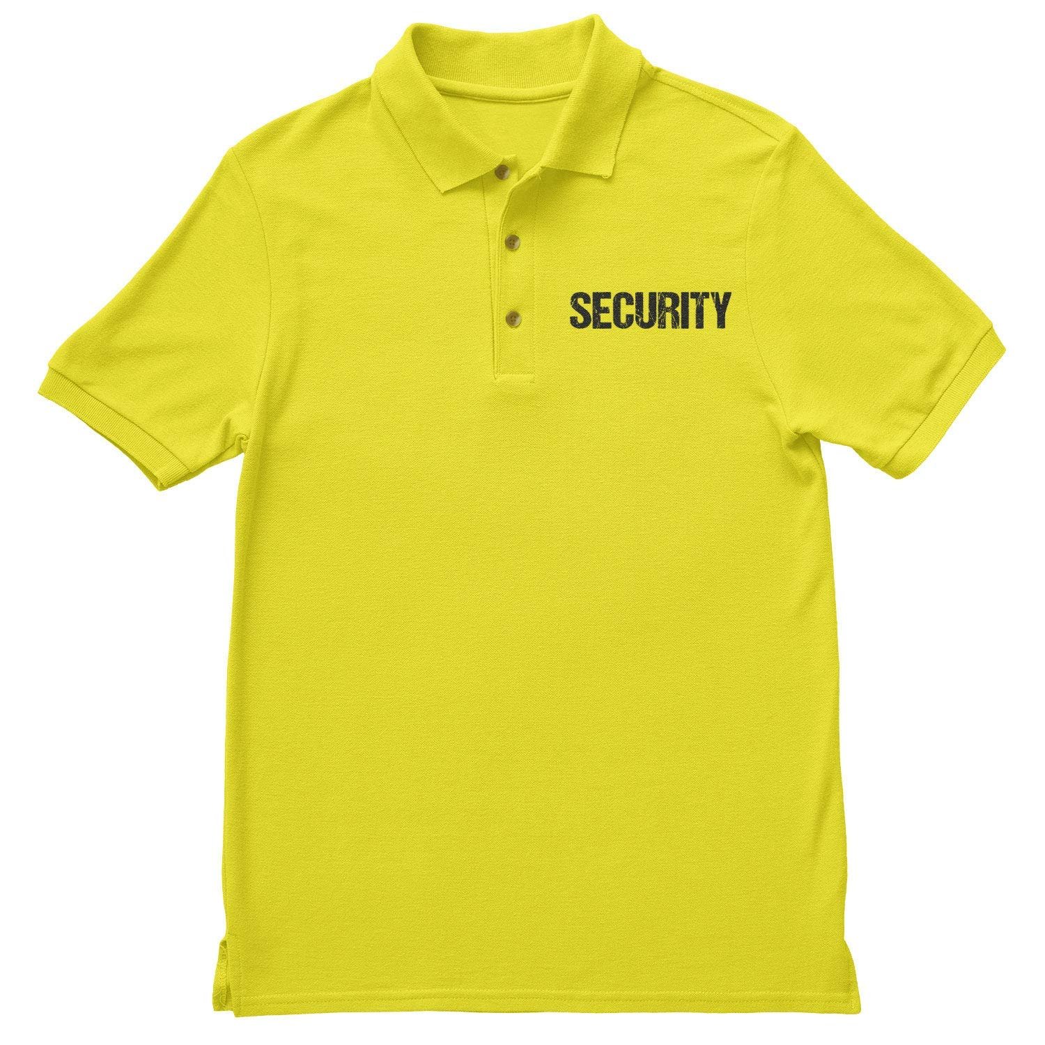 Security Polo Shirt Distressed Front Back Print Mens Tee Staff Event Uniform Bouncer Screen Printed