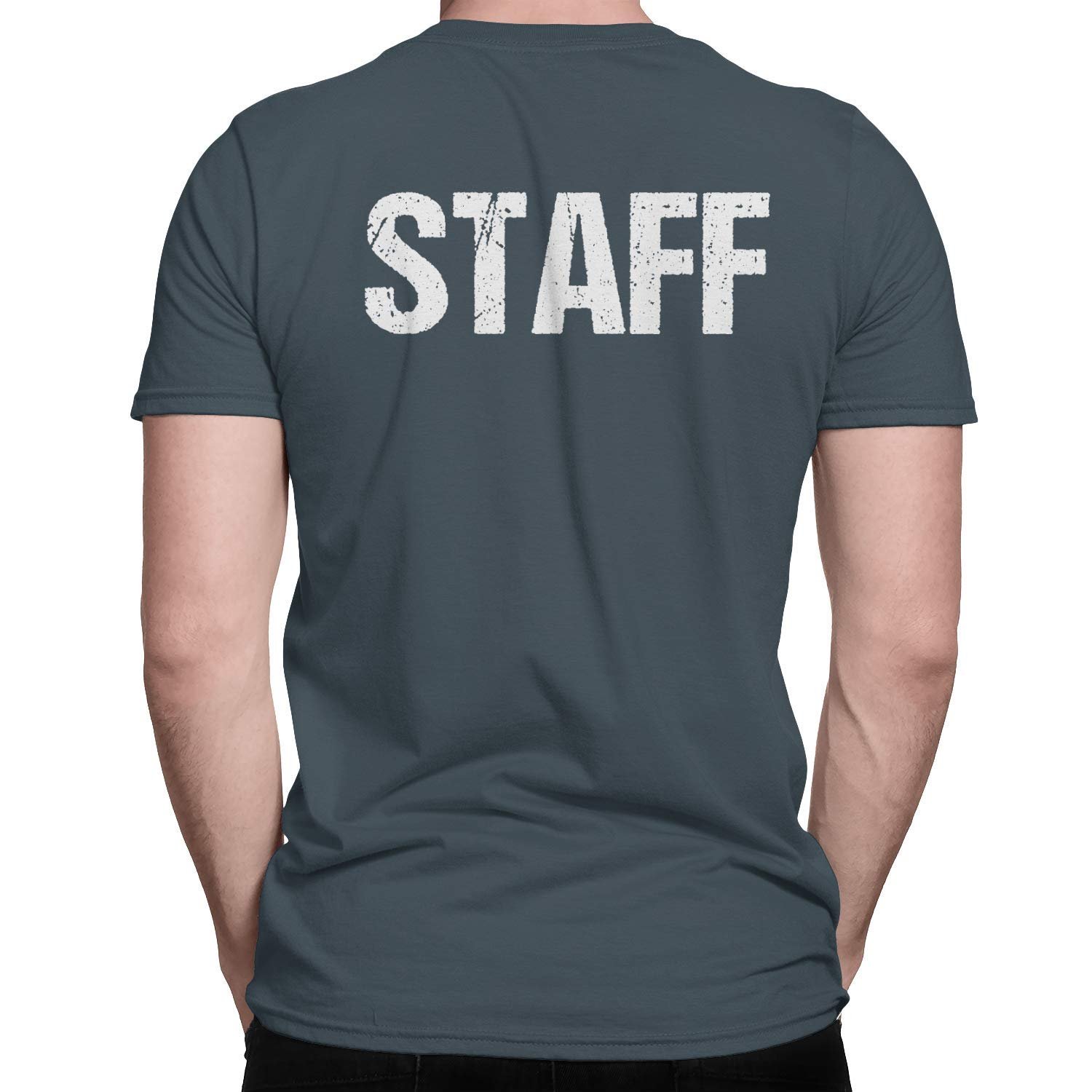 NYC Factory Men's Staff T-Shirt Charcoal Mens Tee Event Shirt Front & Back...