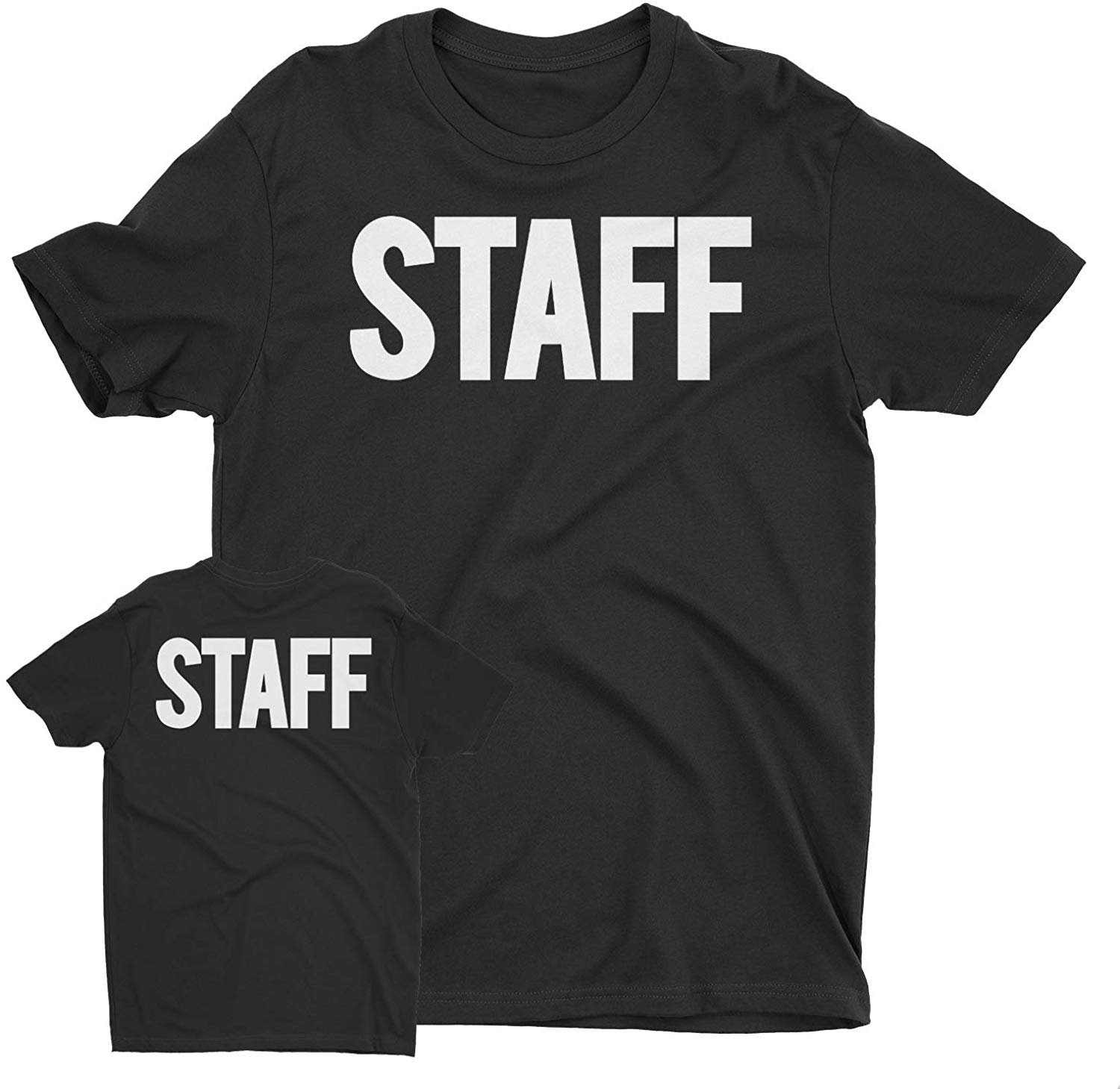 Men's Staff T-Shirt Front Back Print Tee Event Uniform Screen-Printed Shirt