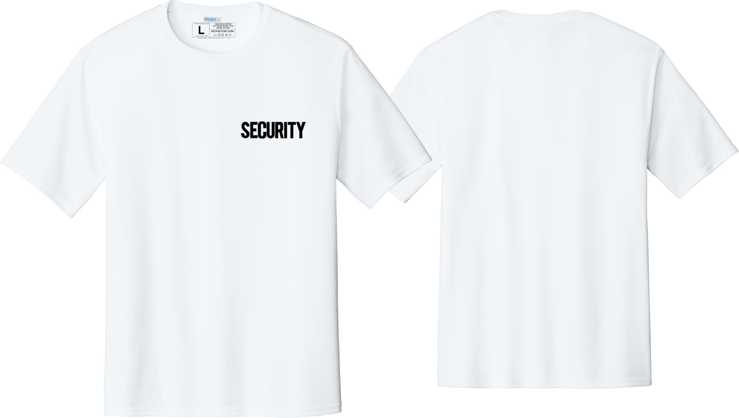 NYC FACTORY Men's Security T-Shirt (Front & Back, USA Flag Sleeve, White, XS) - Picture 24 of 27