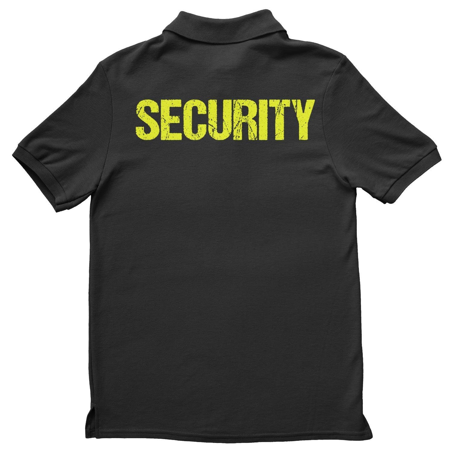 Security Polo Shirt Distressed Front Back Print Mens Tee Staff Event Uniform Bouncer Screen Printed