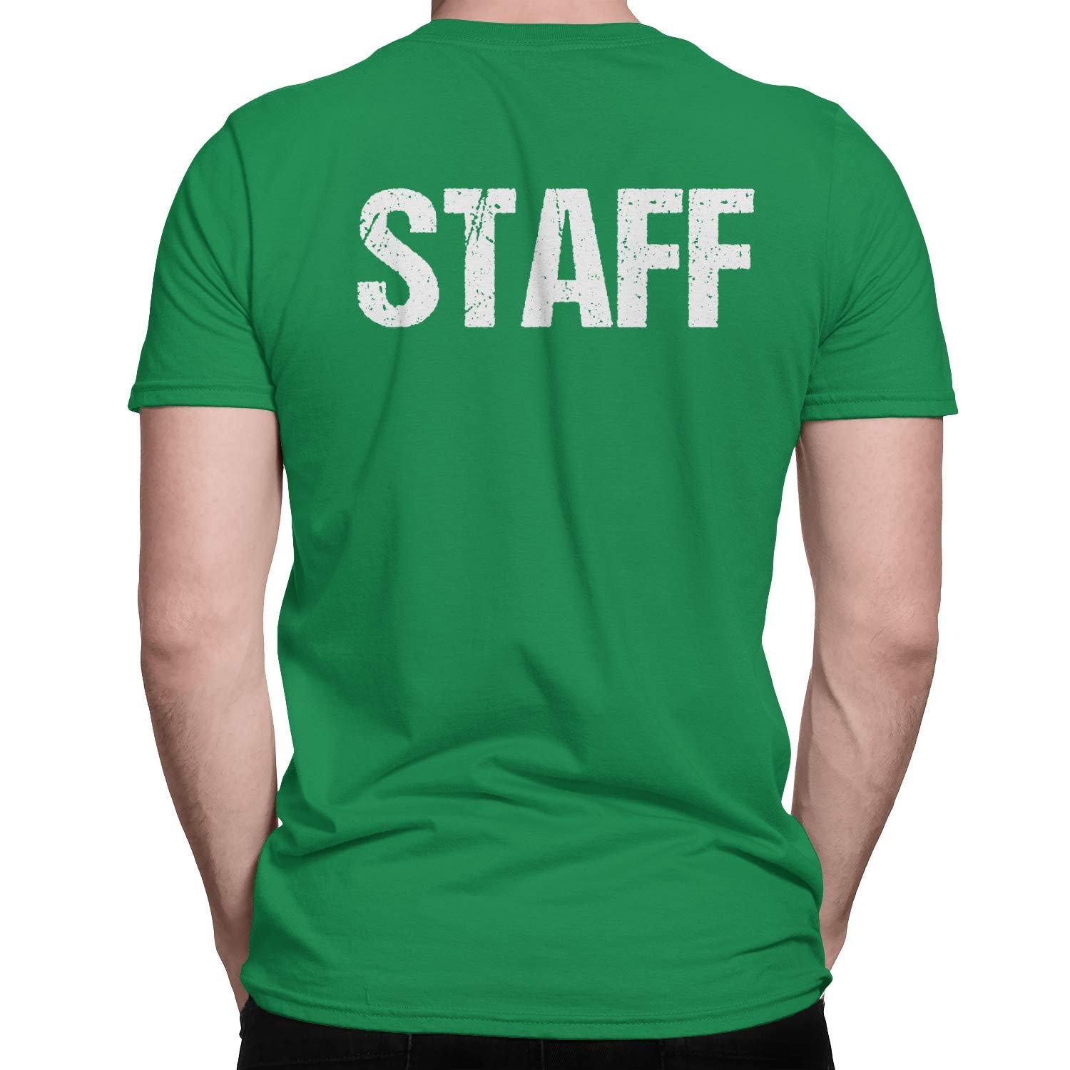 NYC Factory Staff T-Shirt Irish Green Mens Tee Event Shirt Front & Back Screen Printed