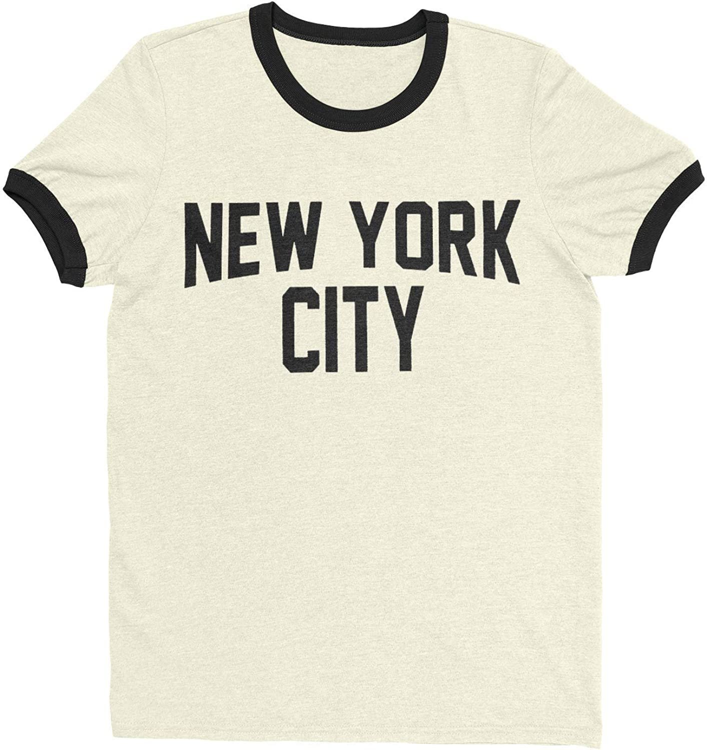 New York City Ringer Tee T-Shirt Retro Style Men's Shirt (Adult Unisex)