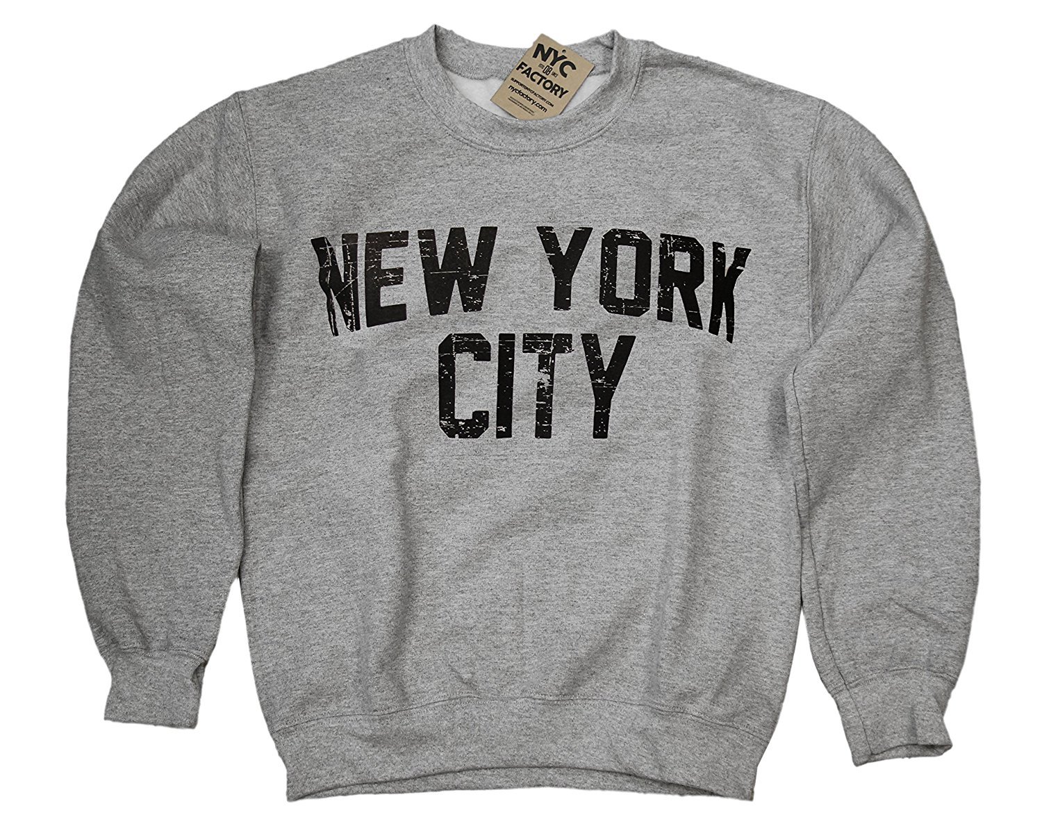 Distresssed New York City Mens Shirt Screenprinted Gray Adult Lennon Sweatshirt