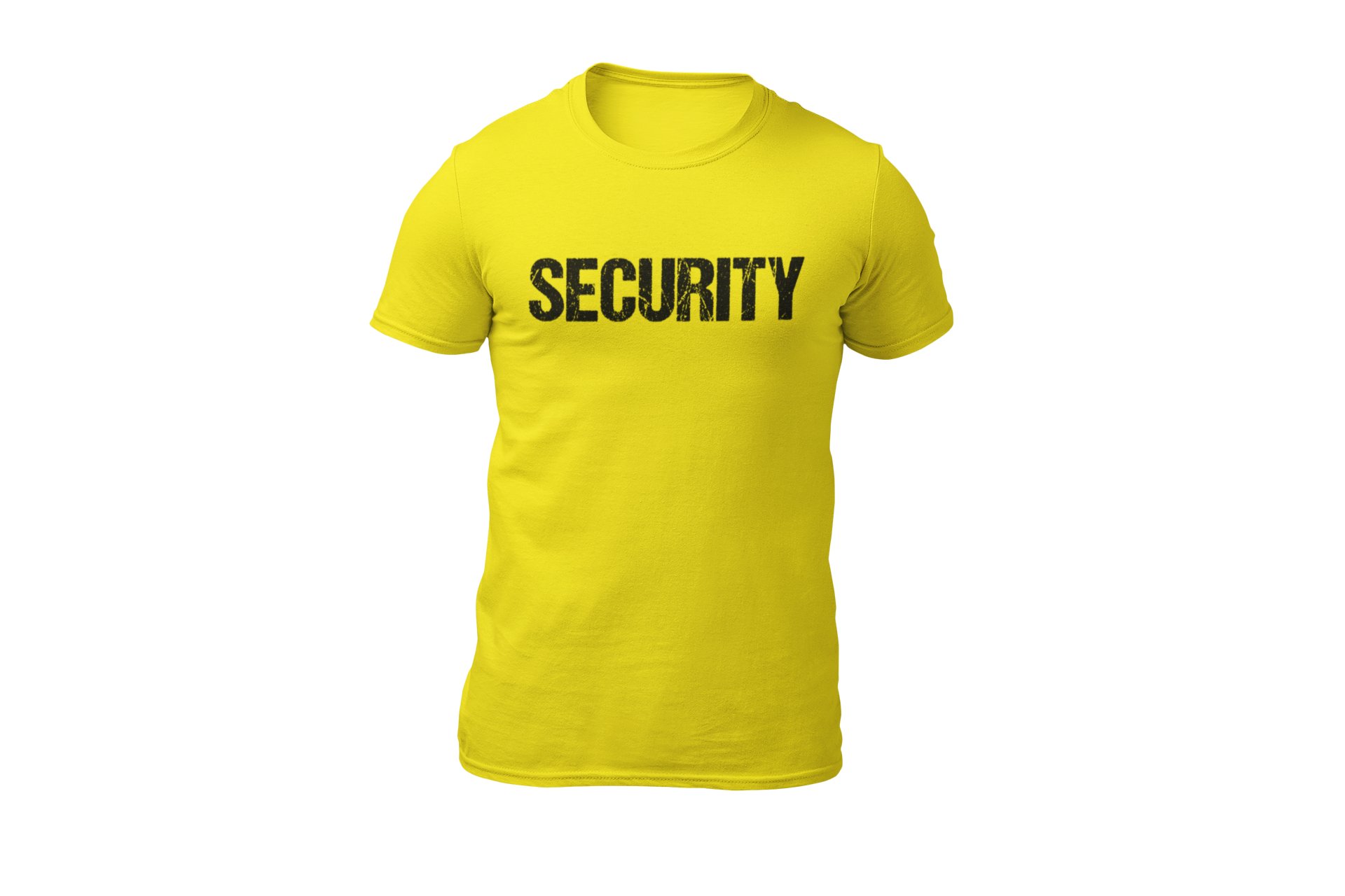 Men's Distressed Security Tee Front & Back Print  (Bright Yellow-Black)