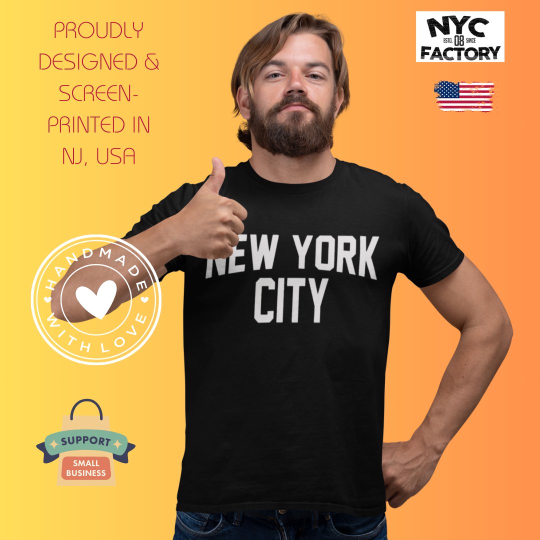 New York City Unisex T-Shirt Screen-Printed Black Cotton Tee