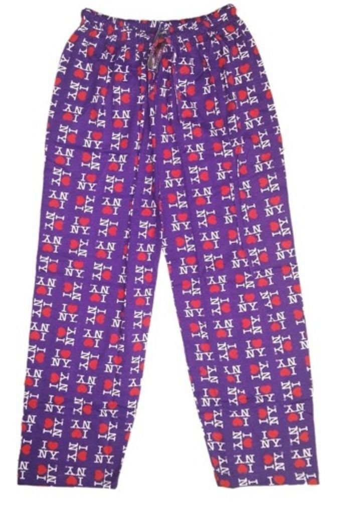 I Love NY Lounge Pants Purple Heart Pajama Novelty Bottoms | eBay