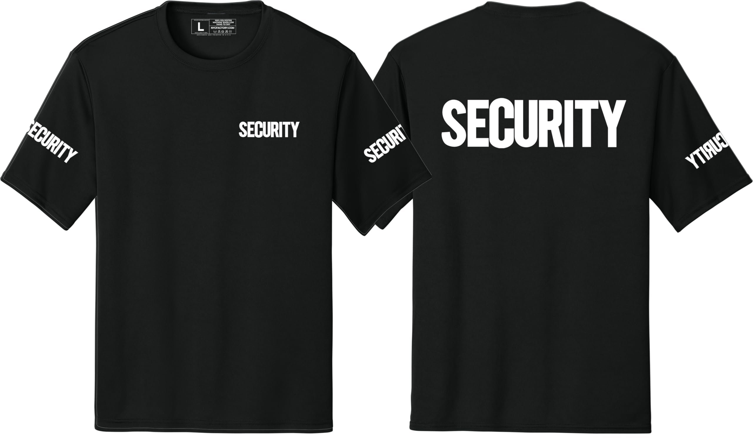 NYC FACTORY Men's Security T-Shirt (Front & Back, USA Flag Sleeve, White, XS) - Picture 9 of 27