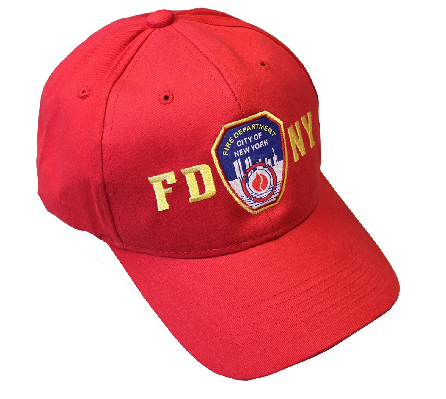 FDNY Baseball Hat Police Badge Fire Department Of New York City Red & Gold On...