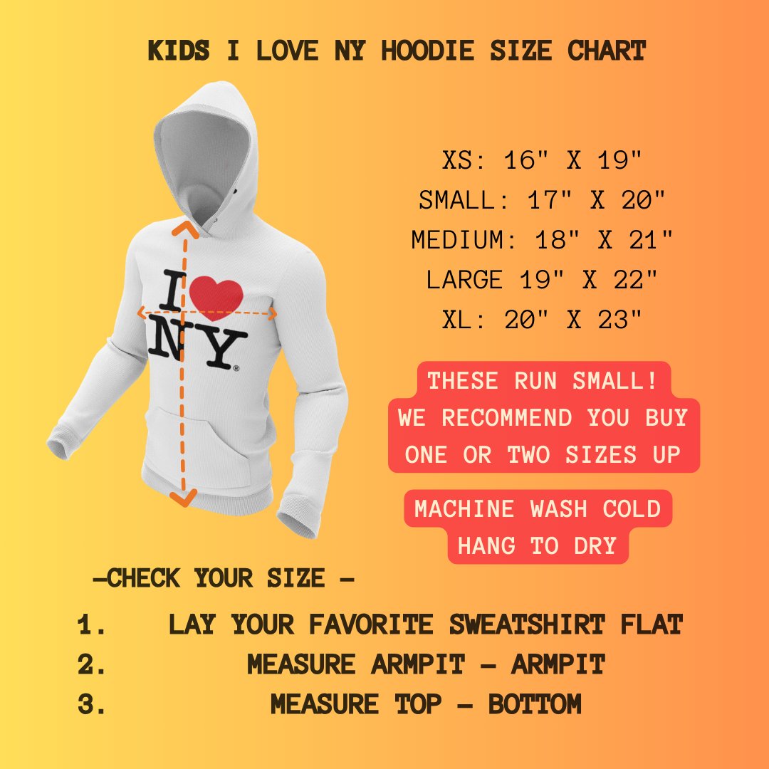 I Love NY Kids Hoodie Sweatshirt Officially Licensed