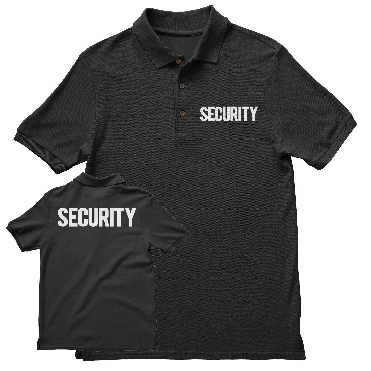 Security Polo Shirt Front Back Print Mens Tee Staff Event Uniform Bouncer Screen Printed