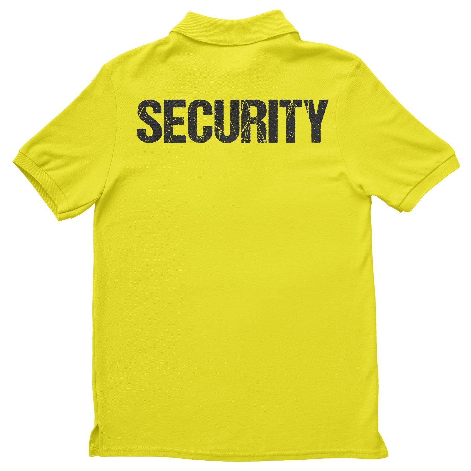 Security Polo Shirt Distressed Front Back Print Mens Tee Staff Event Uniform Bouncer Screen Printed