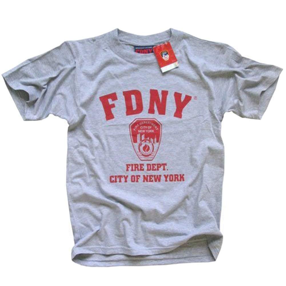 FDNY Kids Long Sleeve Screen Print T-Shirt Navy White NYFD Tee Boys Youth L
