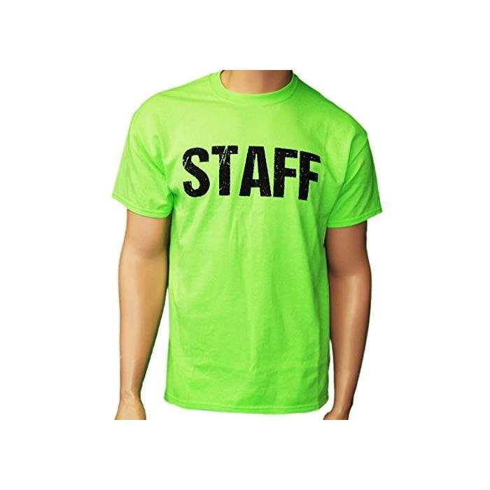 Camiseta de hombre Staff verde neón camiseta de evento diseño envejecido suave - Imagen 4 de 8