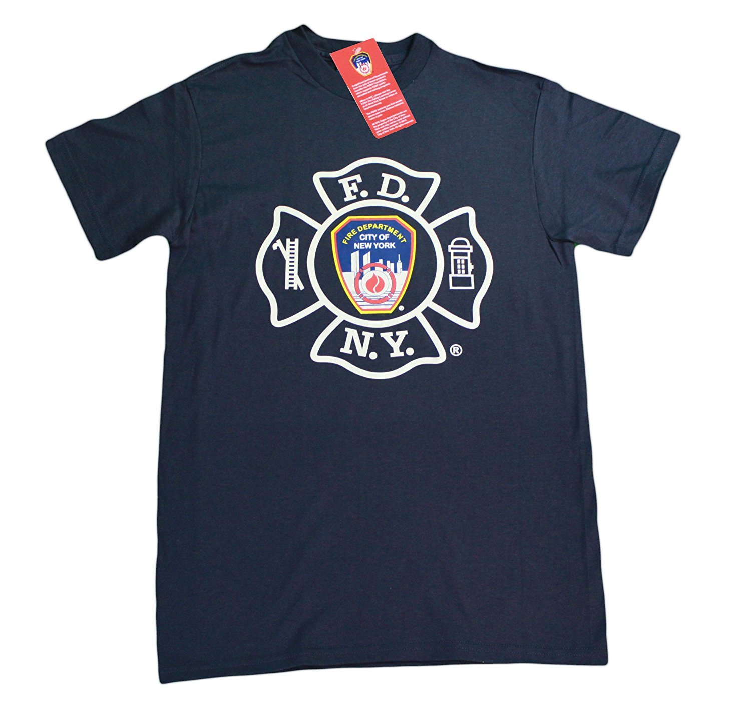 FDNY Men's T-Shirt (Big Front Design, Navy Blue)