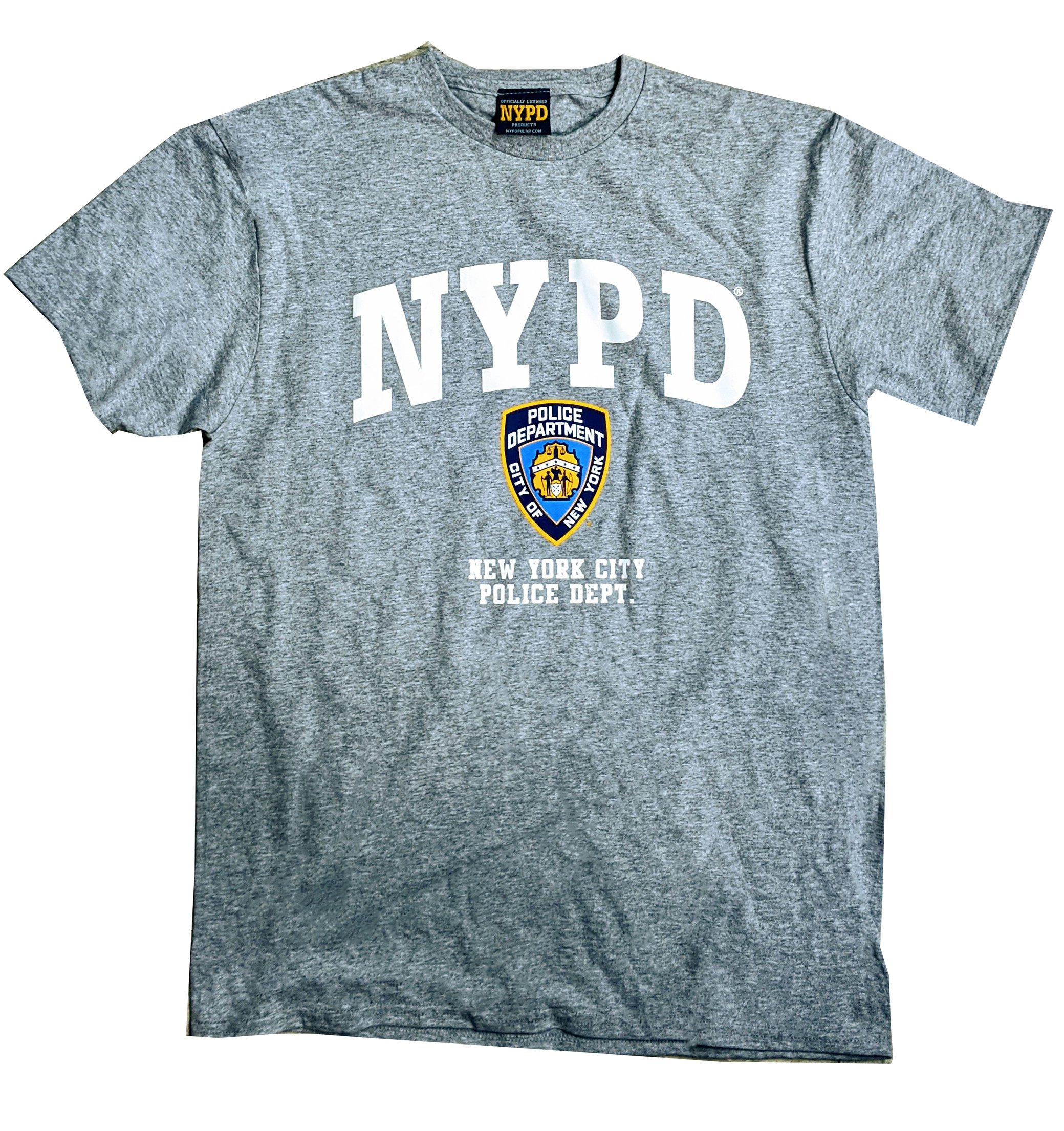 Support the Finest: NYPD Men's Gray Tee with White Logo