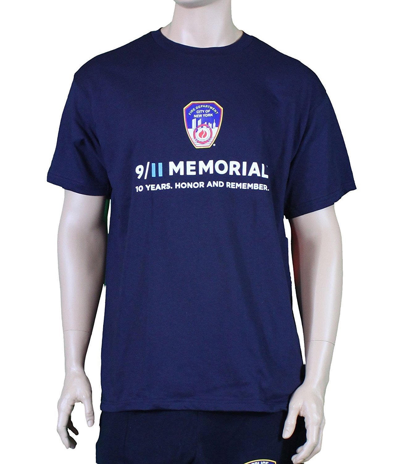 9/11 10 Year Memorial FDNY Short Sleeve T-Shirt Navy