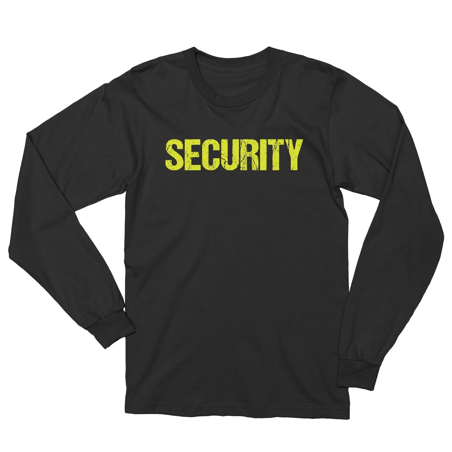 Long Sleeve Security T-Shirt Black Mens Neon Tee Staff Event