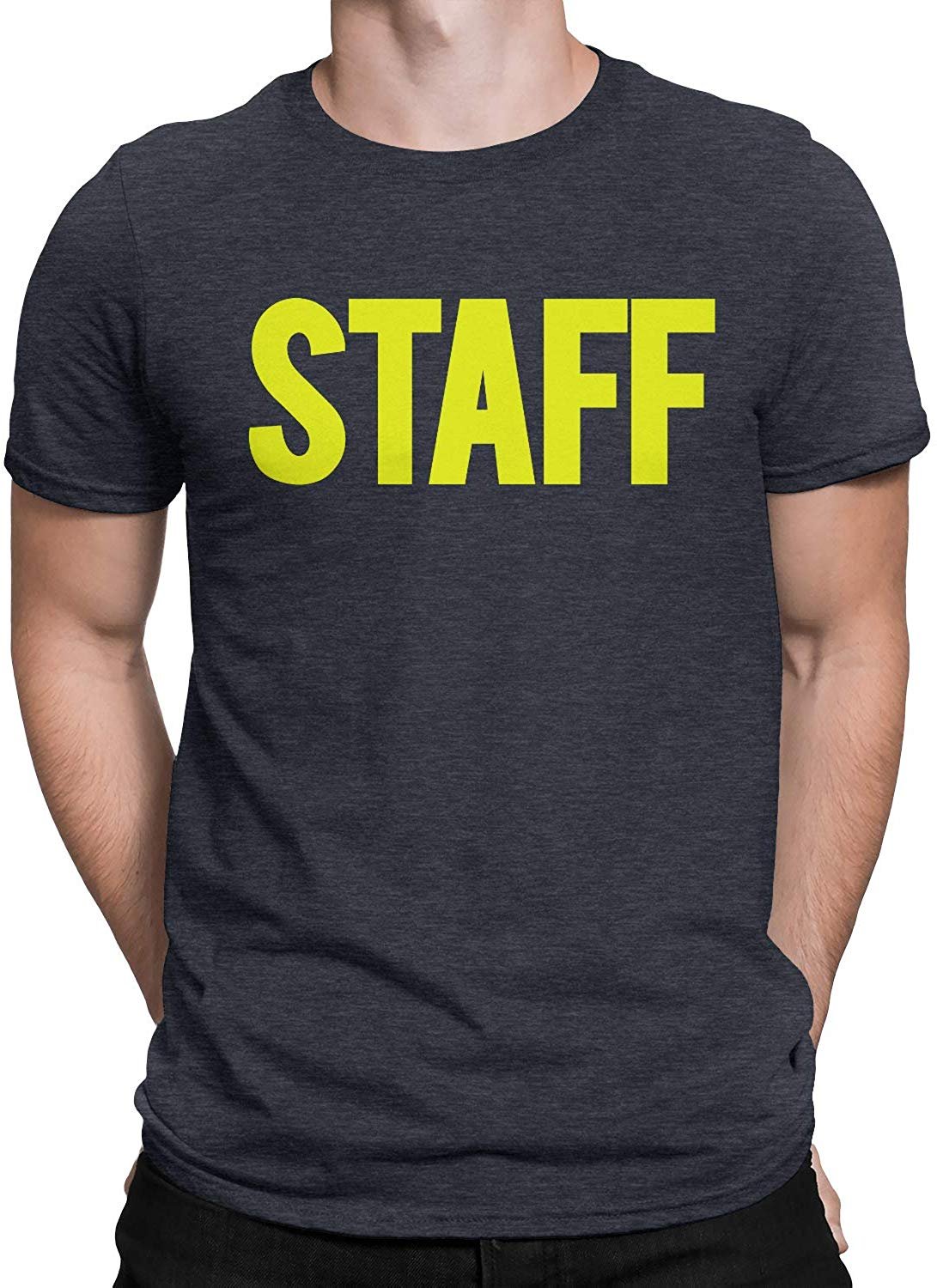 Men's Staff T-Shirt Front Back Print Tee Event Uniform Screen-Printed Shirt