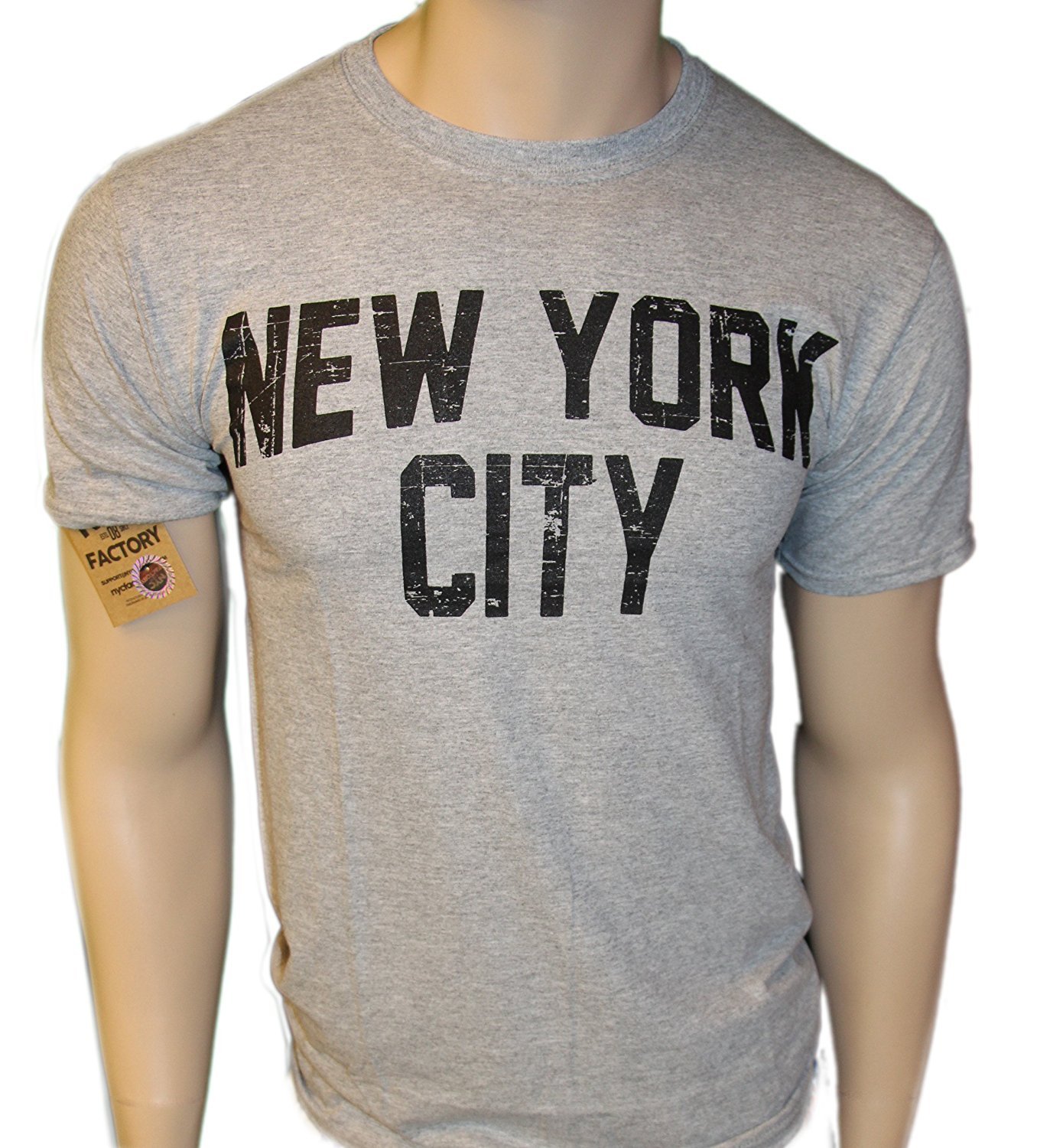 New York City Unisex T-Shirt Distressed Screenprinted Gray Lennon Tee