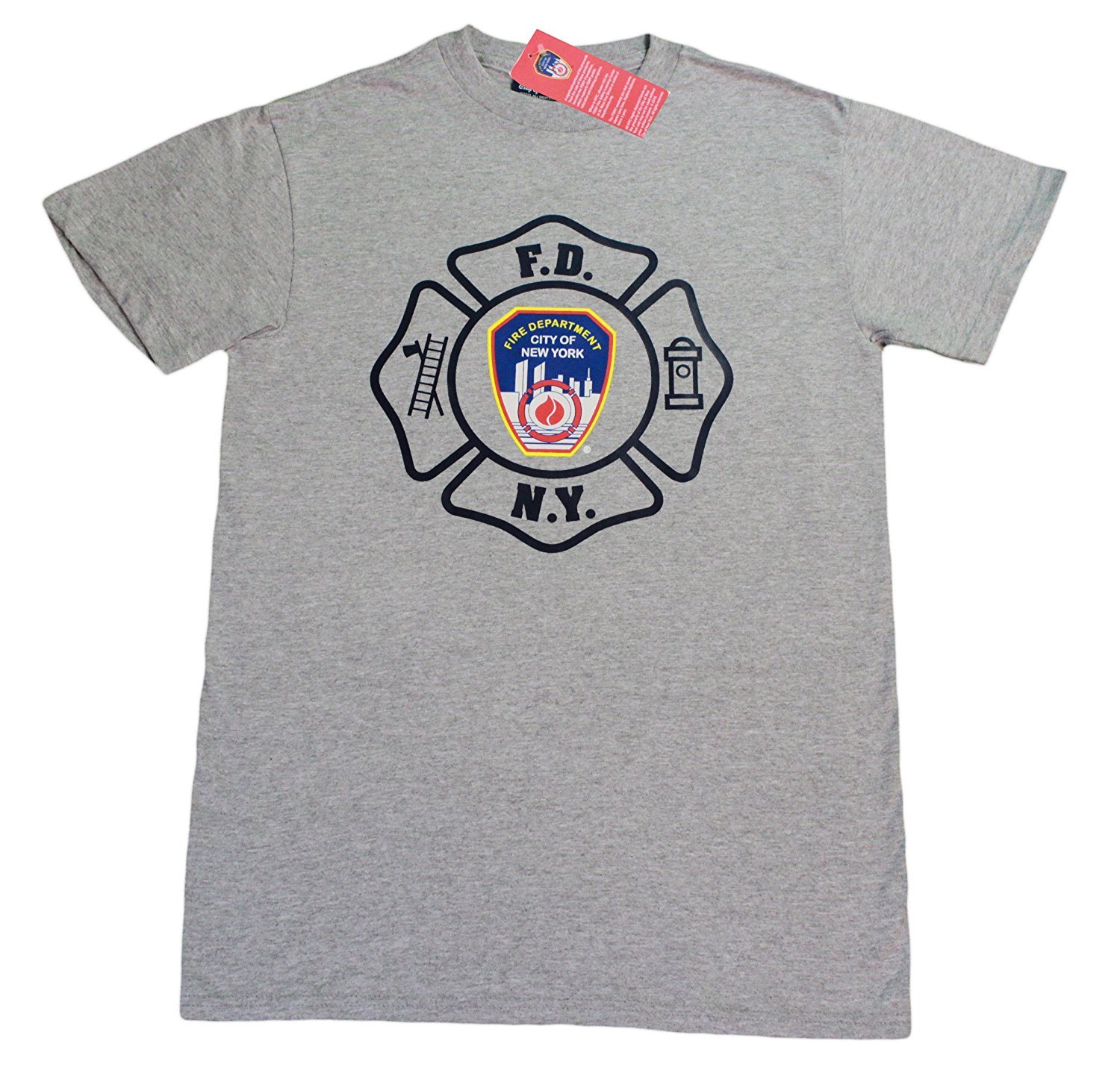 FDNY Mens Short Sleeve Screen Print T-Shirt Gray