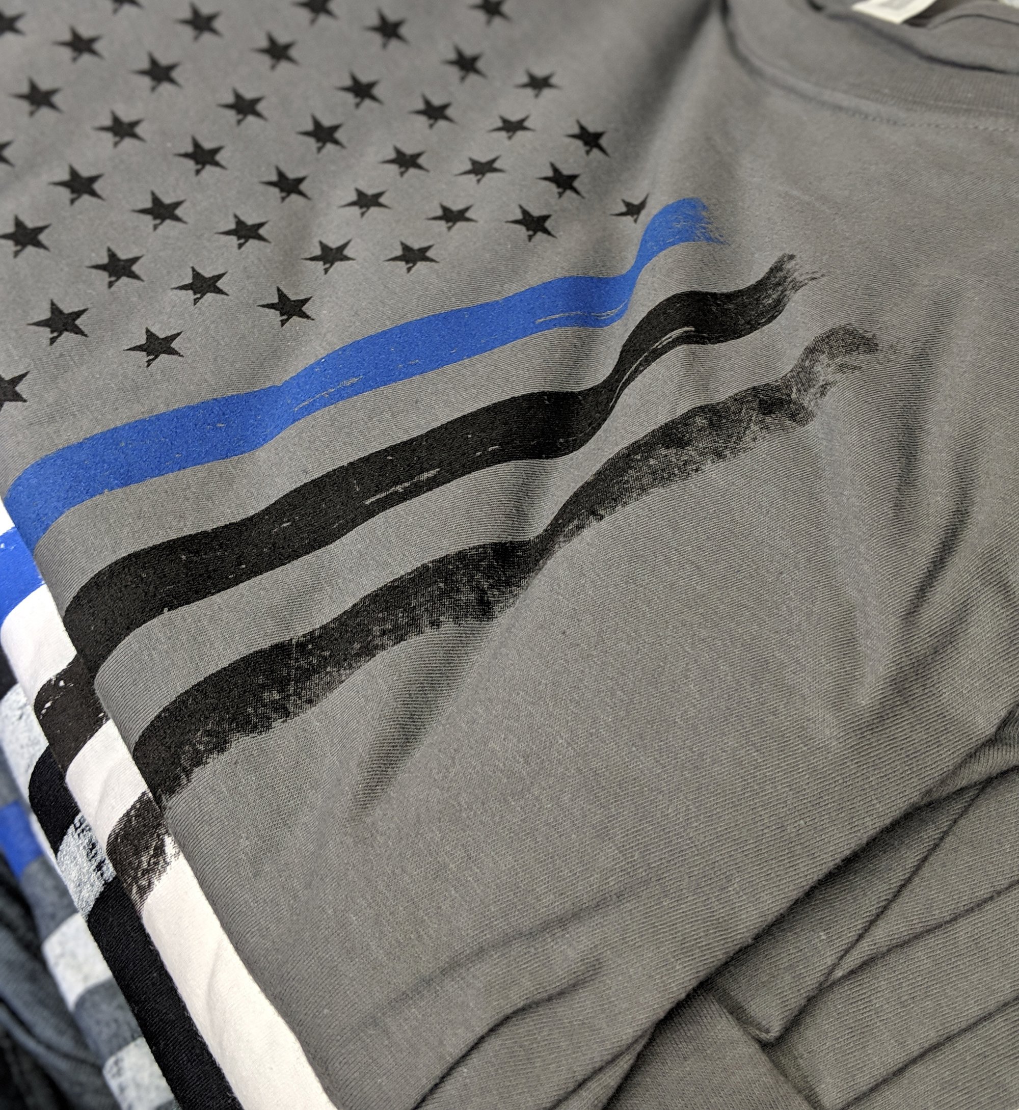 Premium Soft Ringspun USA Flag Blue Lives Matter Lightweight T-Shirt