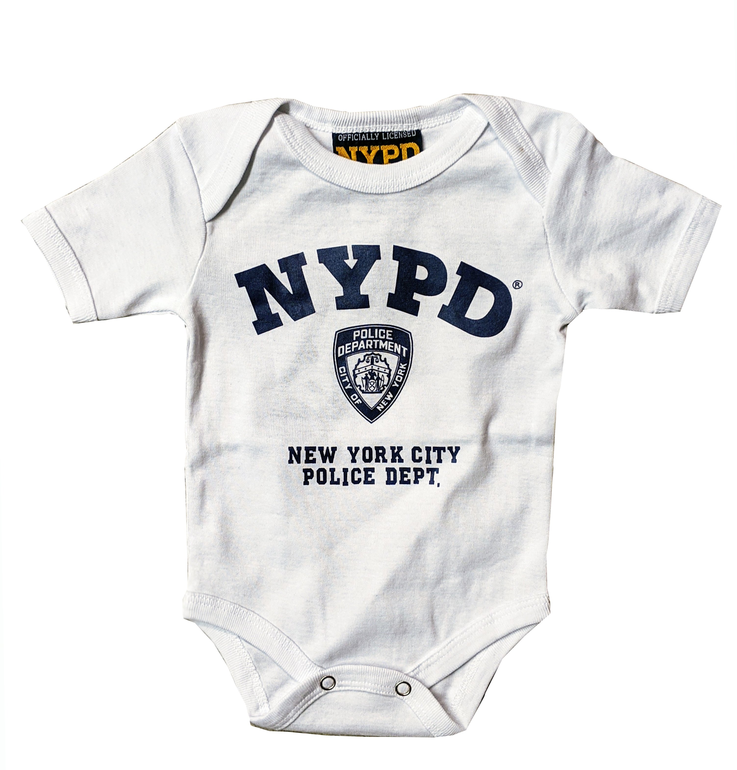 NYPD Baby Bodysuit Officially Licensed Product (Infant, White & Blue)