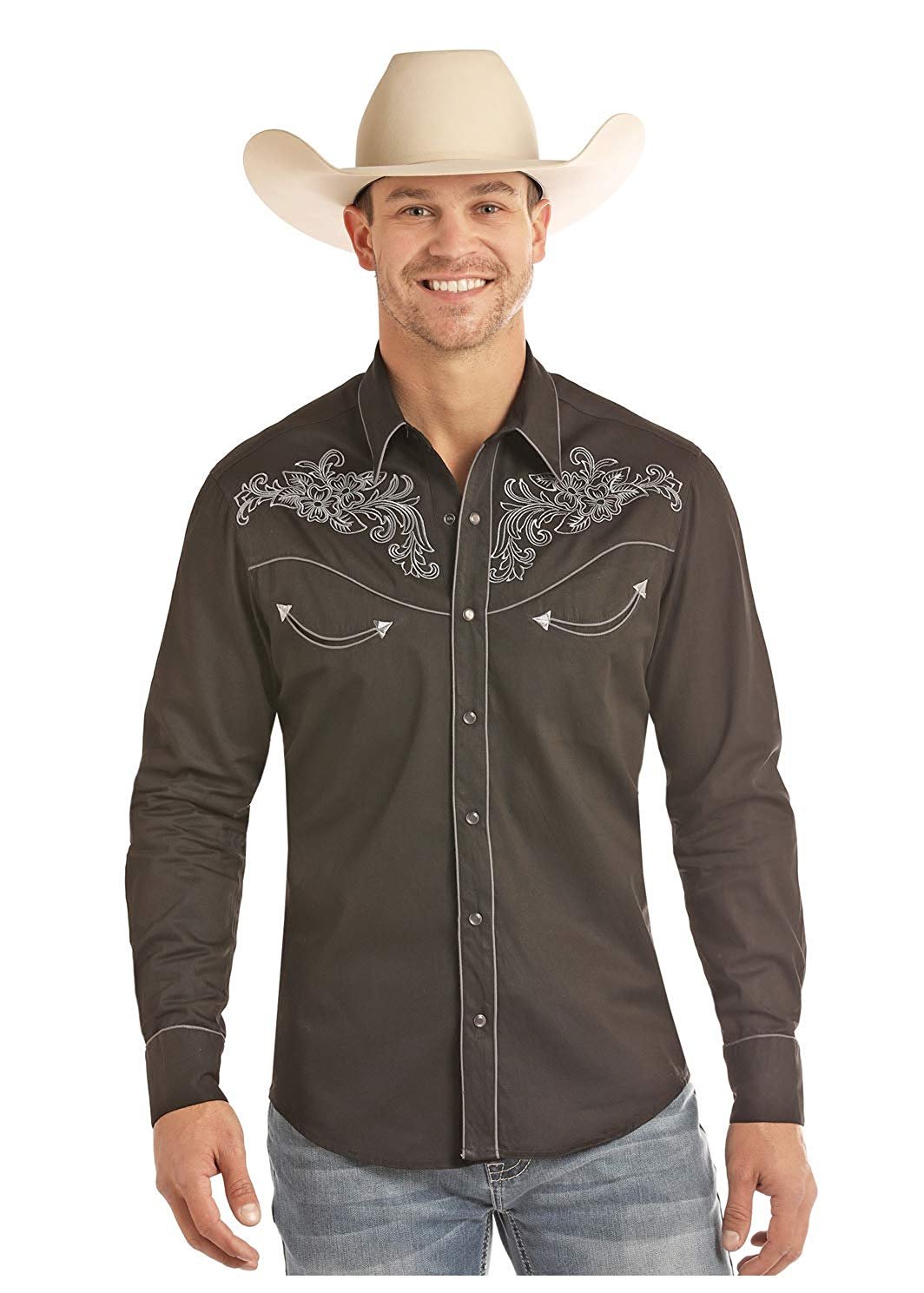 Rock and Roll Cowboy Retro Solid Long Sleeve Shirt, Black | eBay