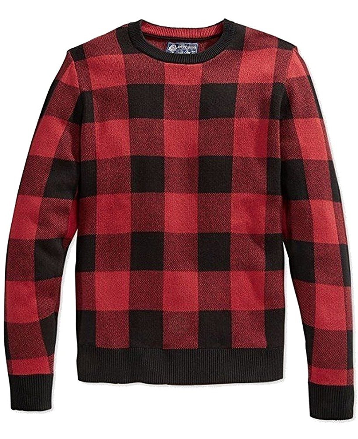 brown and white checkered sweater