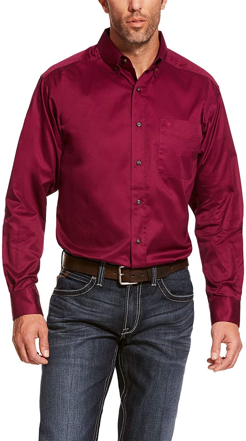 ARIAT Men's Solid Twill Shirt Magenta Purple | eBay
