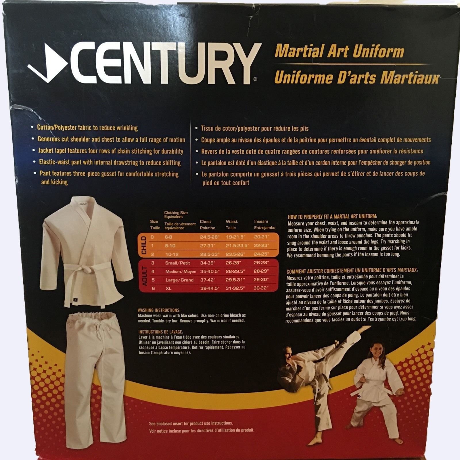 Century Martial Arts Ful Uniform Karate White Ages 68, 810, 1012 NWT