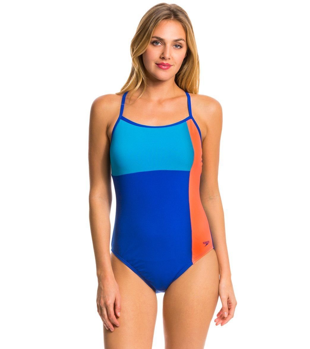 speedo color block swimsuit