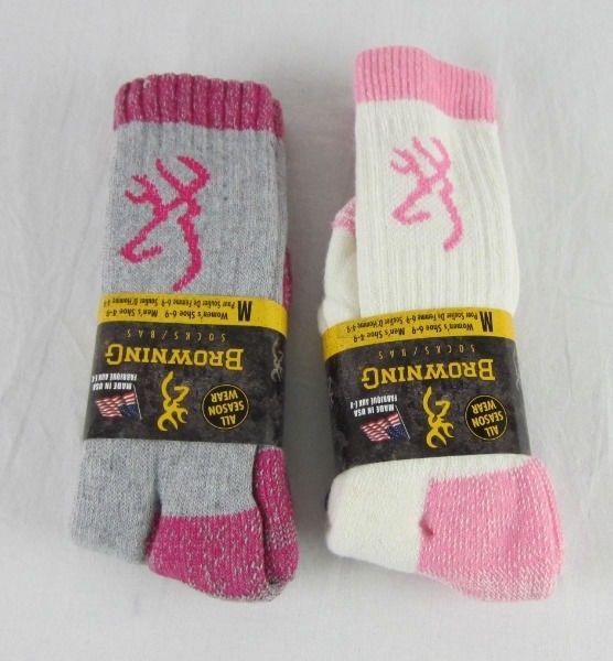 Red 2 pack Browning Women wool blend boot socks Pink