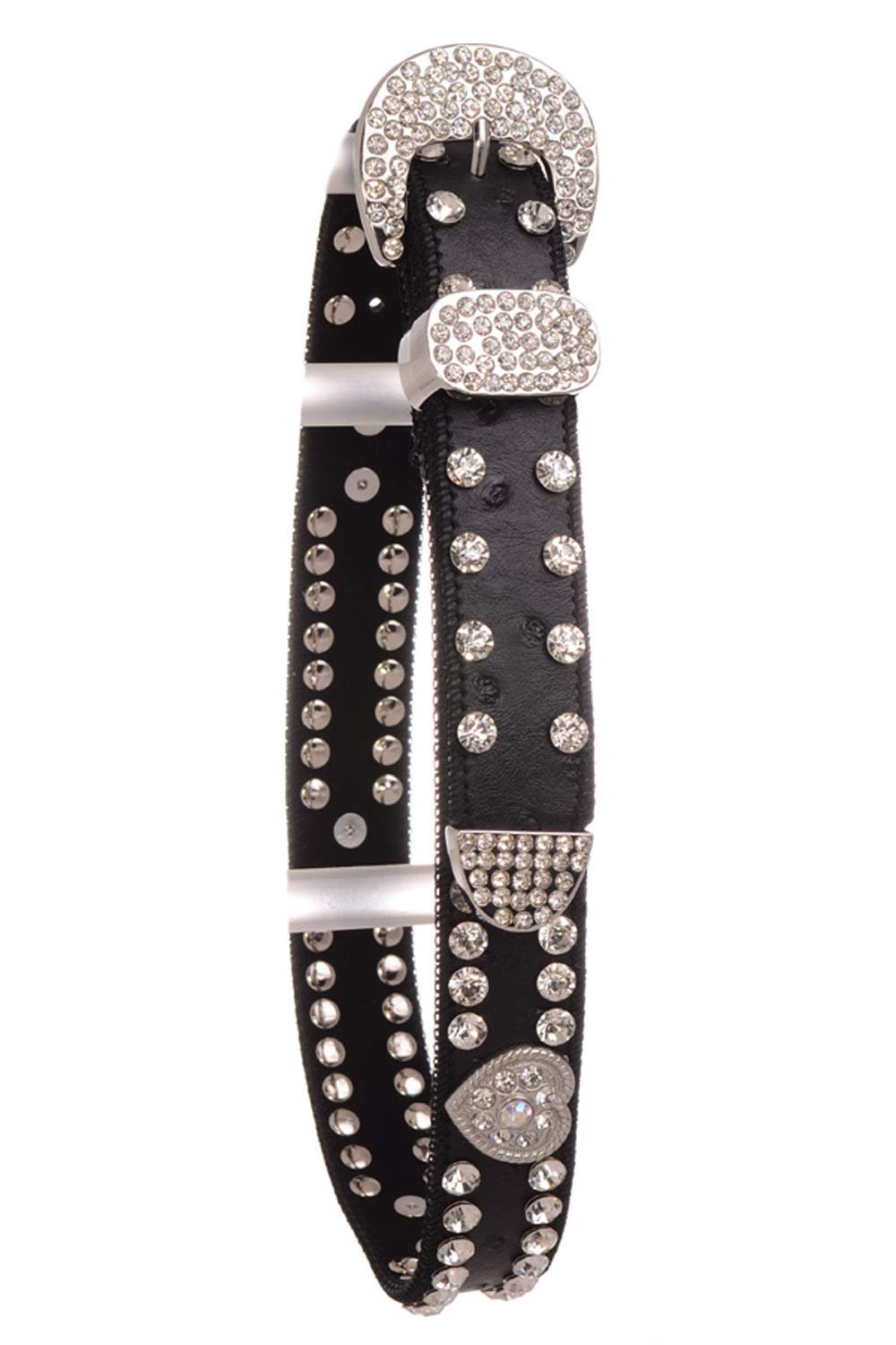 Nomad Creek Heart Concho Rhinestone Studded Leather Kids Belt - Picture 4 of 6