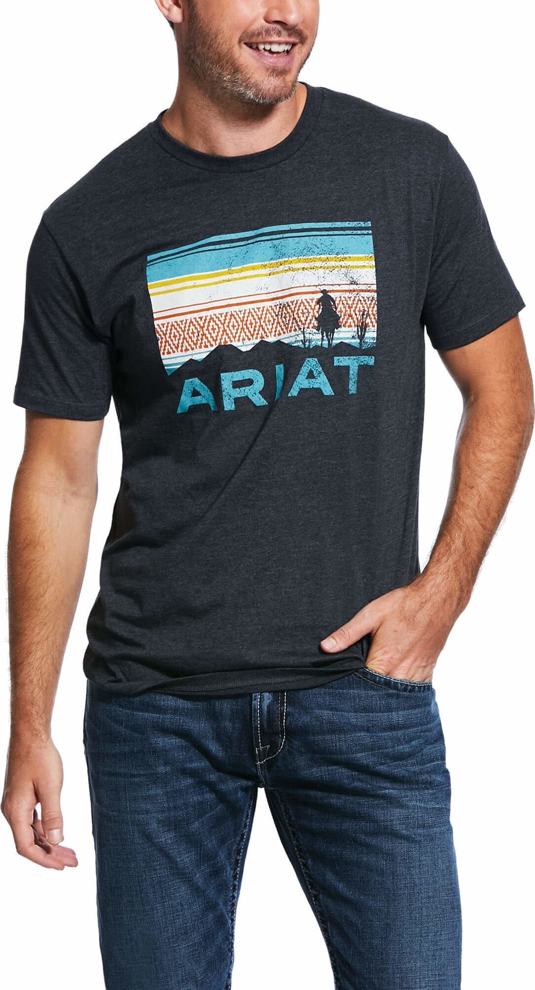 ARIAT Men's Blanket Sunset Short Sleeve T-Shirt, Charcoal Heather | eBay