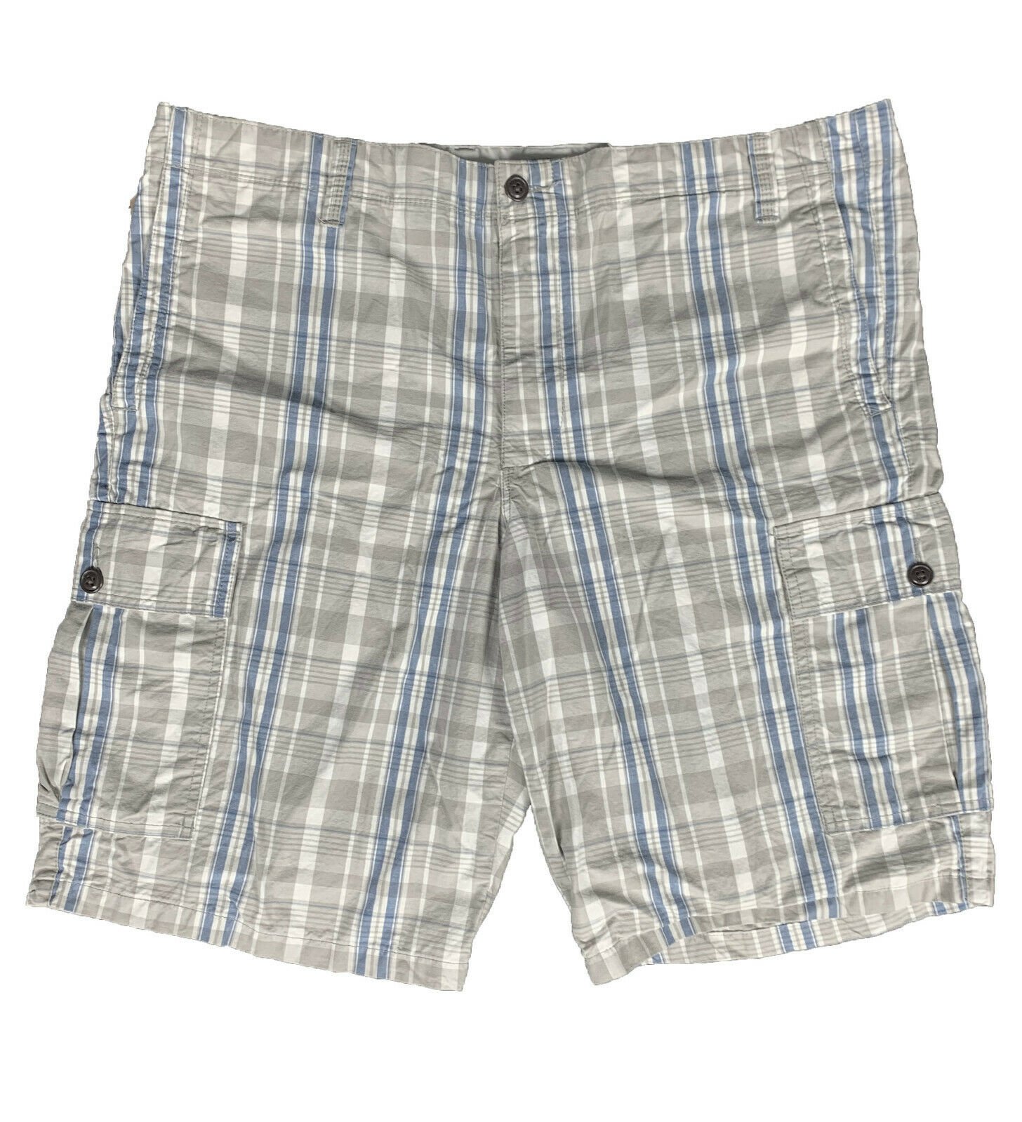 Dockers Men's Plaid Casual Cargo Shorts, Grey/Blue, Size 40 52178505207 ...