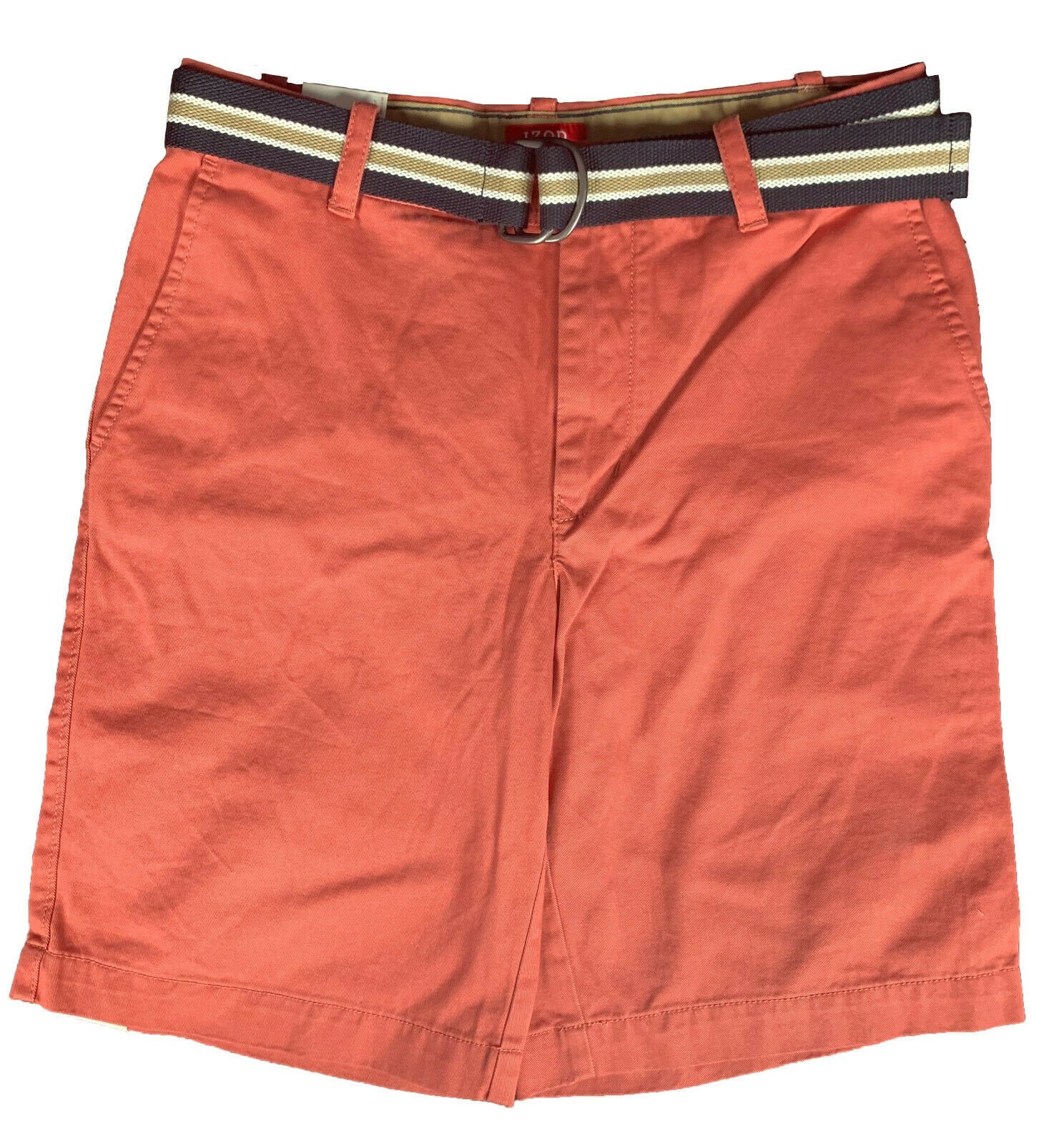 Izod Men's Flat Front Belted Mainfloor Shorts, Nantucket Red, 30W | eBay