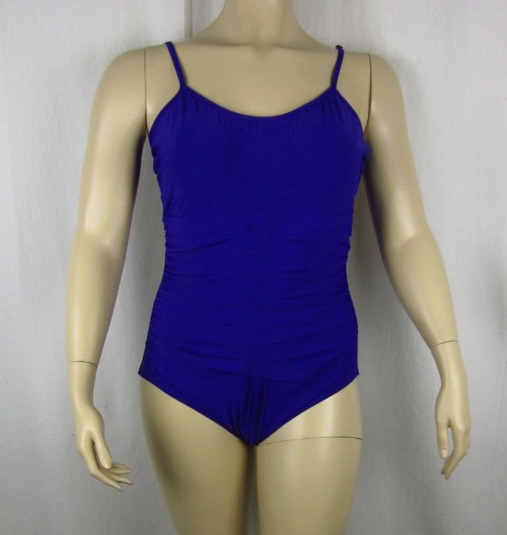 NWT INC International Concepts One Piece Swimsuit Blue Ruched Bathing ...