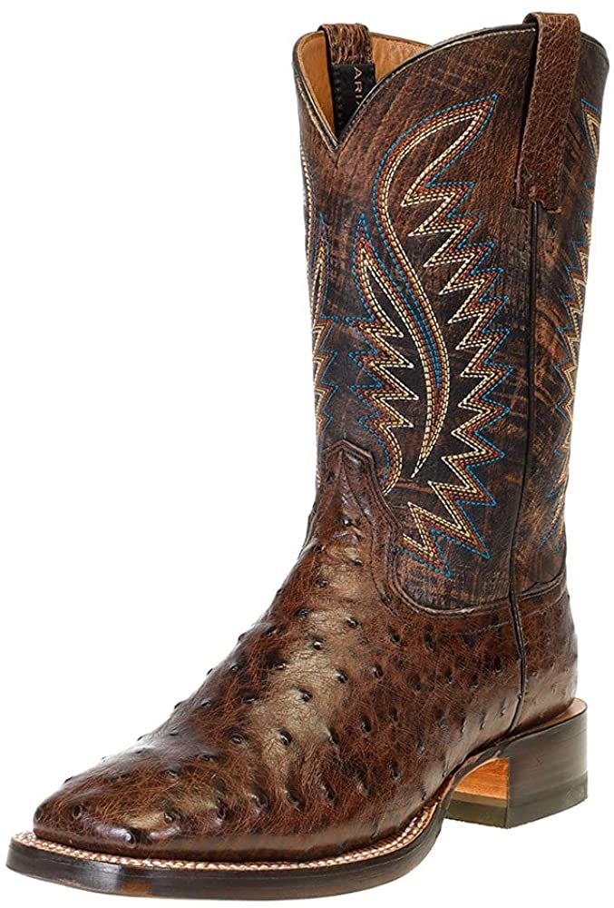 Pre-owned Ariat Men's Full Quill Ostrich Square Toe Boot In Mocha