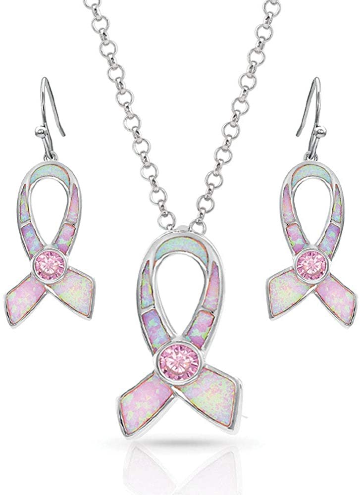 Montana Silversmiths Opal Pink Ribbon Jewelry Set | eBay