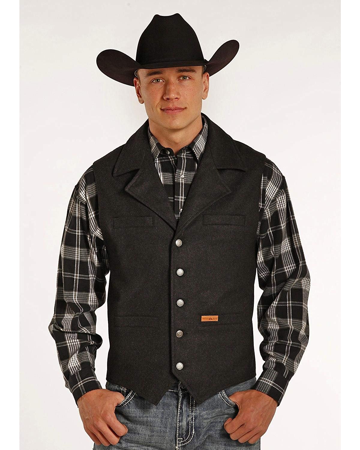 Powder River Outfiters Men's Wool Montana Vest, Black | eBay