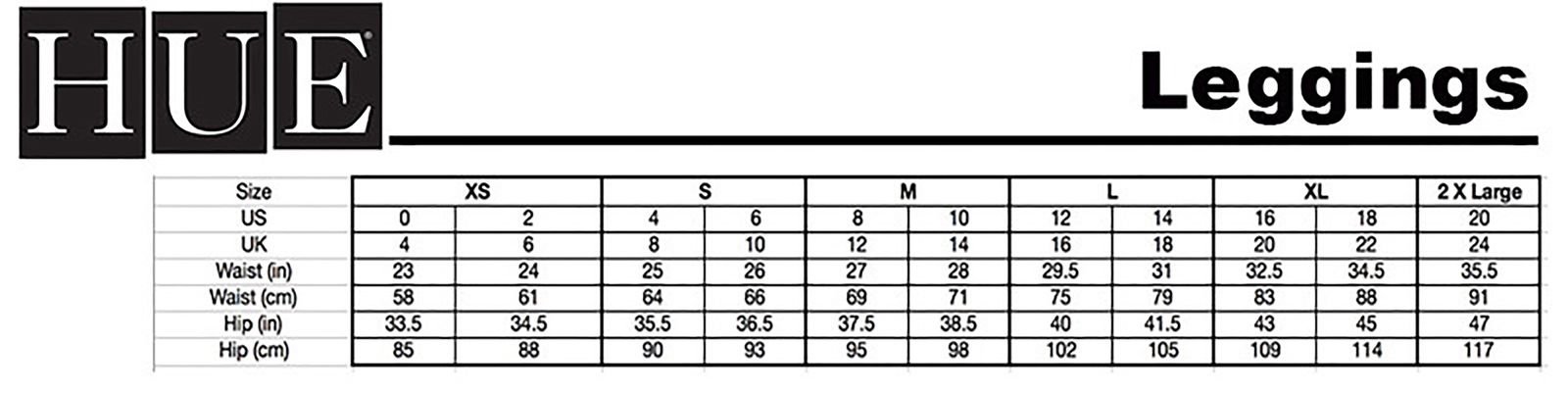 Hue hosiery size clearance chart