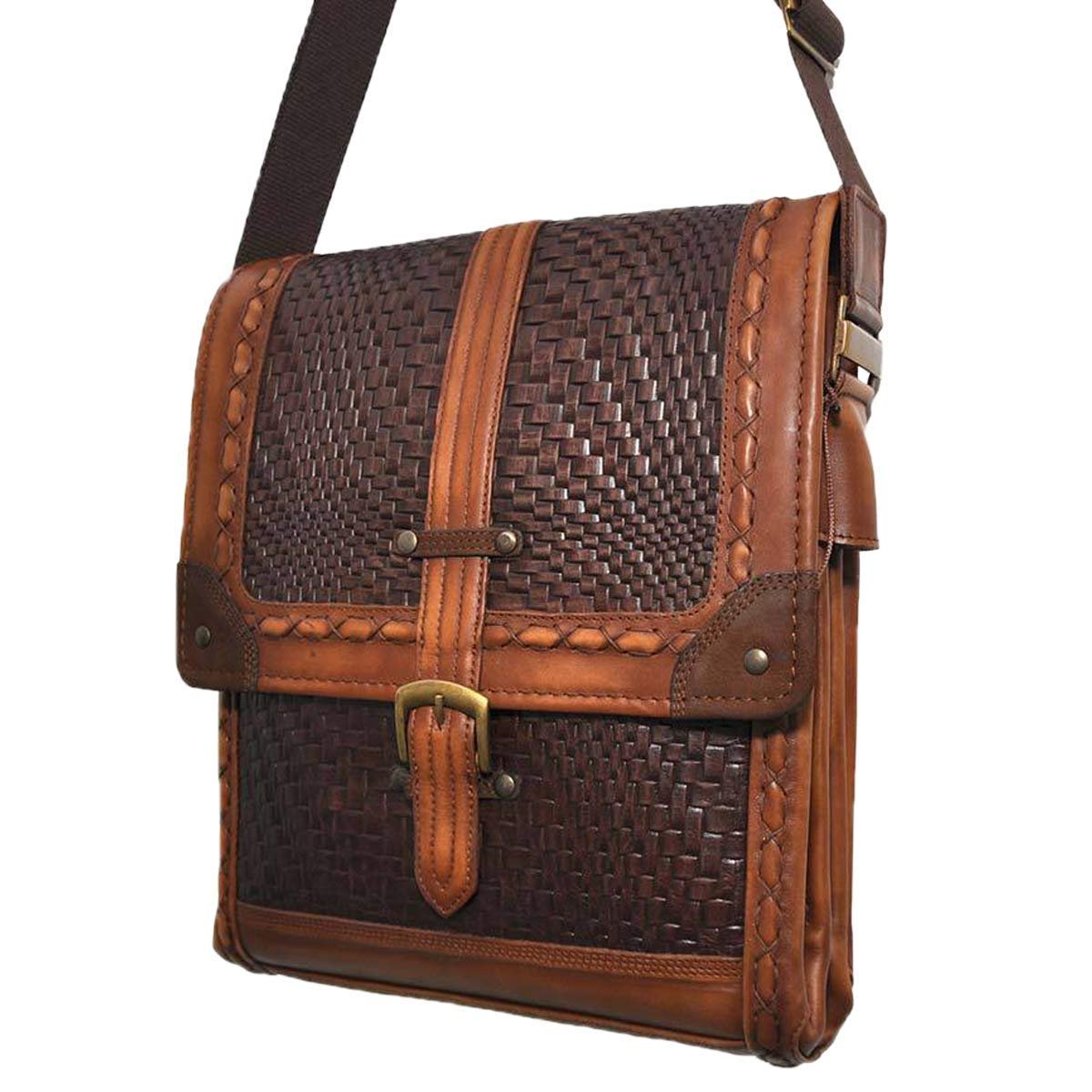 Corral Brown Woven Leather Crossbody Bag - D1146 | eBay