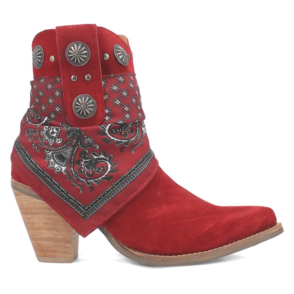 Dingo Women's Bandida Paisley Studded Round Toe Ankle Western Boots - Picture 16 of 16