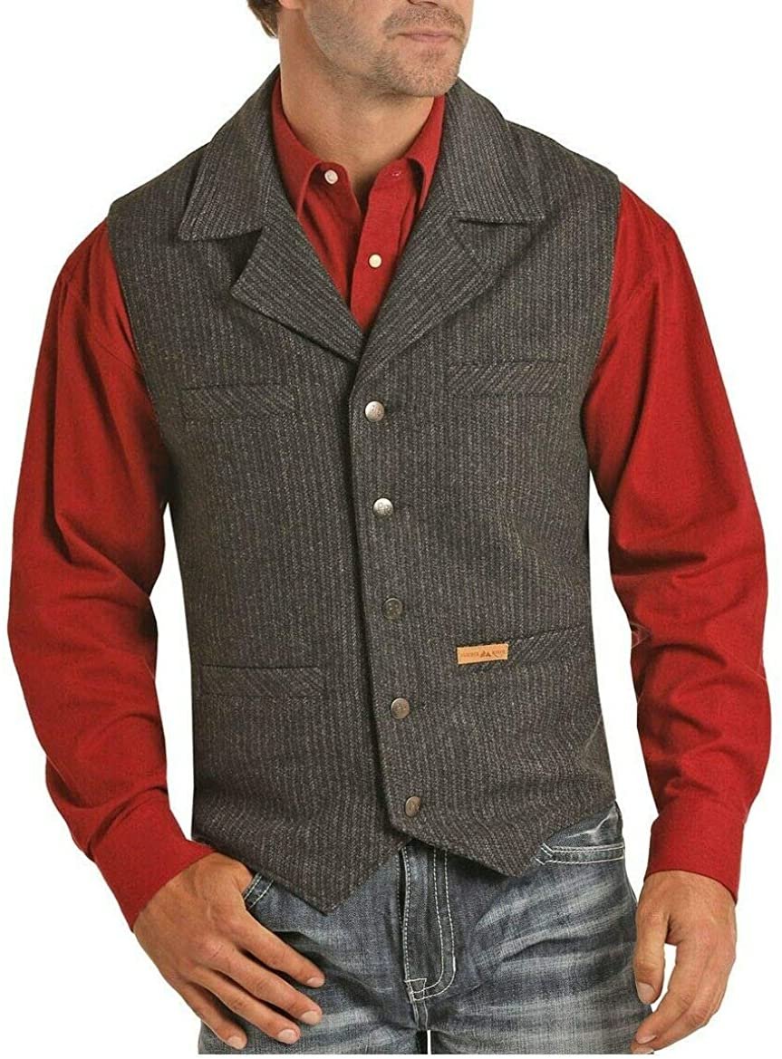 Powder River Outfitters Men's Charcoal Striped Wool Vest | eBay