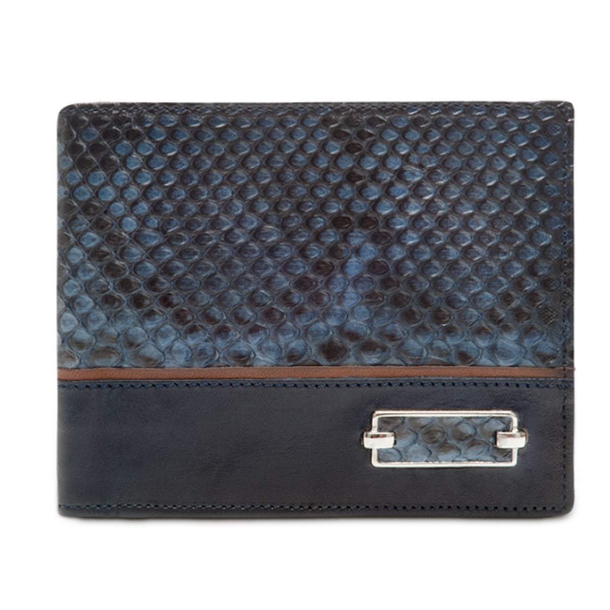 Cuadra Men&#39;s Blue Black Exotic Genuine Python Belly Leather Bifold Wallet DU170 | eBay
