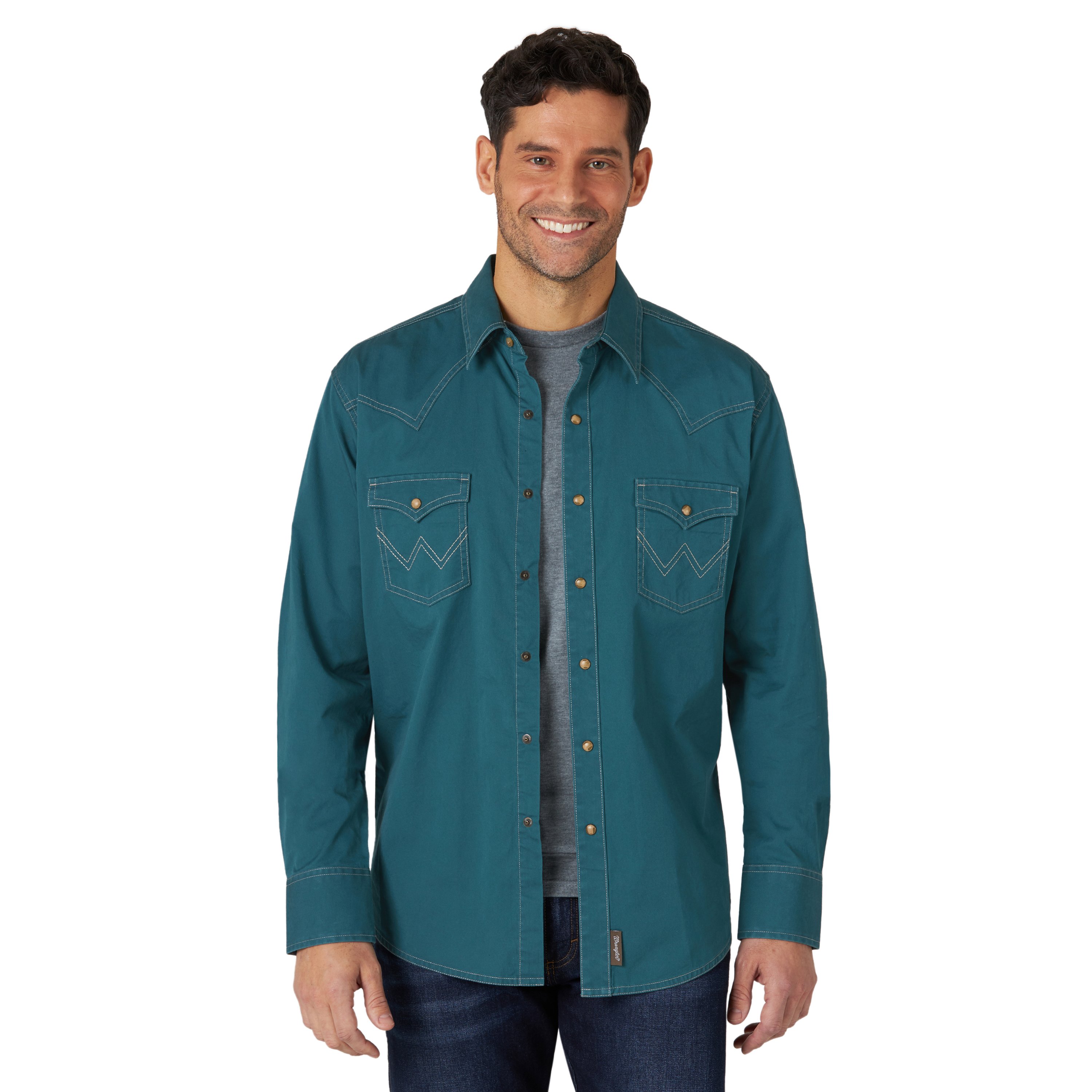 Download Wrangler Retro Premium Long Sleeve Shirt, Teal | eBay