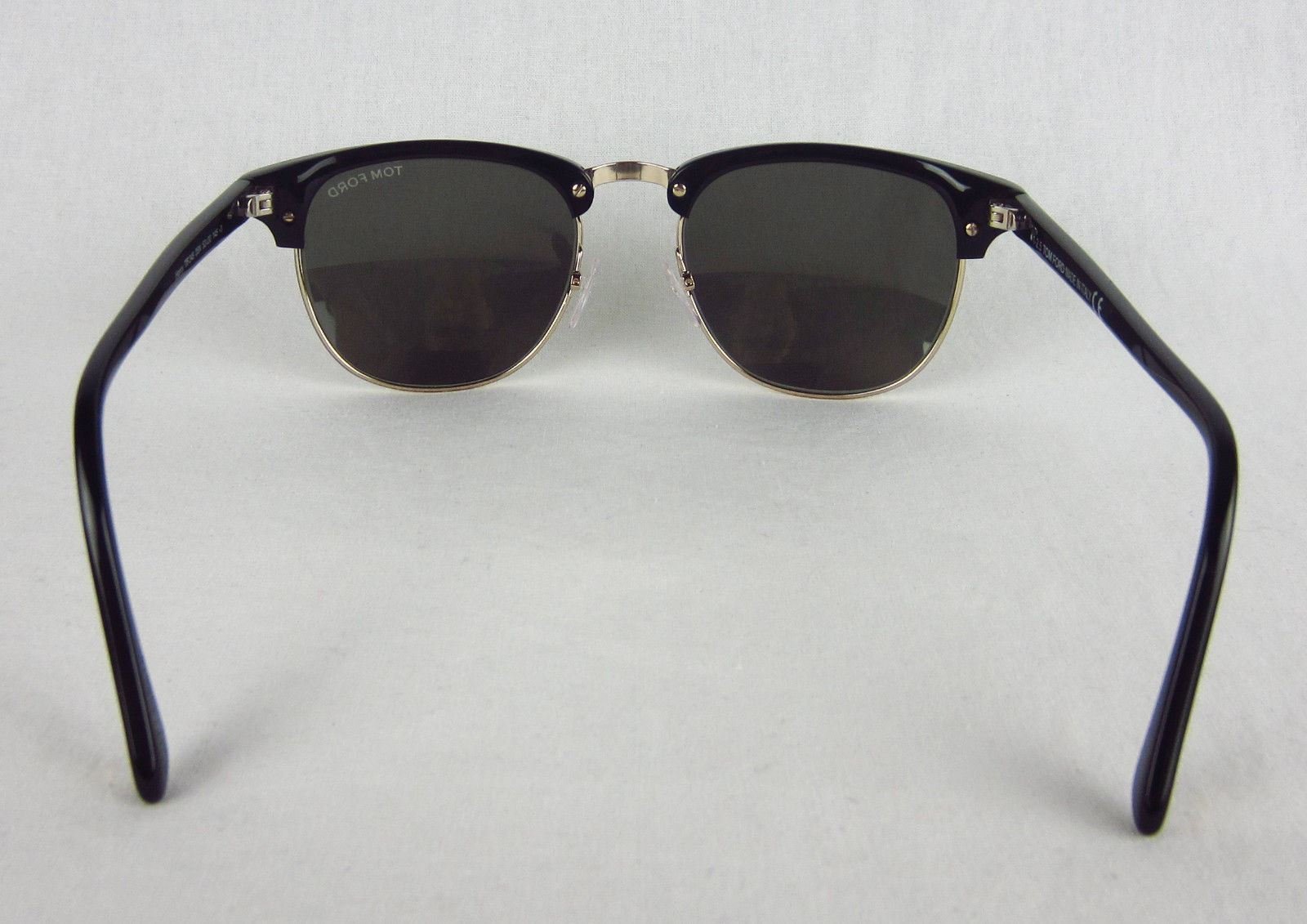 NEW Tom Ford Henry Vintage Sunglasses TF248 05N Black Gold Half Rim | eBay
