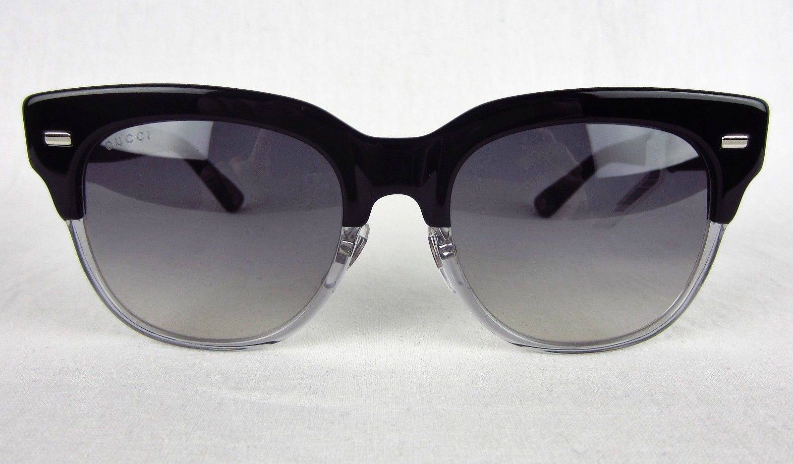 Gucci GG 3744/S Sunglasses Black Half Rim X9H9C Gray Gradient Two Tone