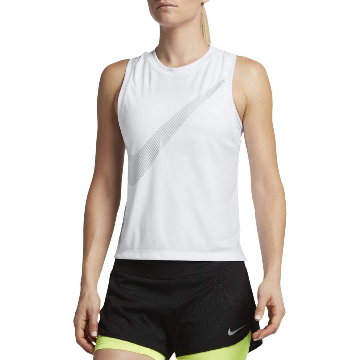 Nike Womens Dry Metallic Running Tank Top White Large 820652579194 Ebay 